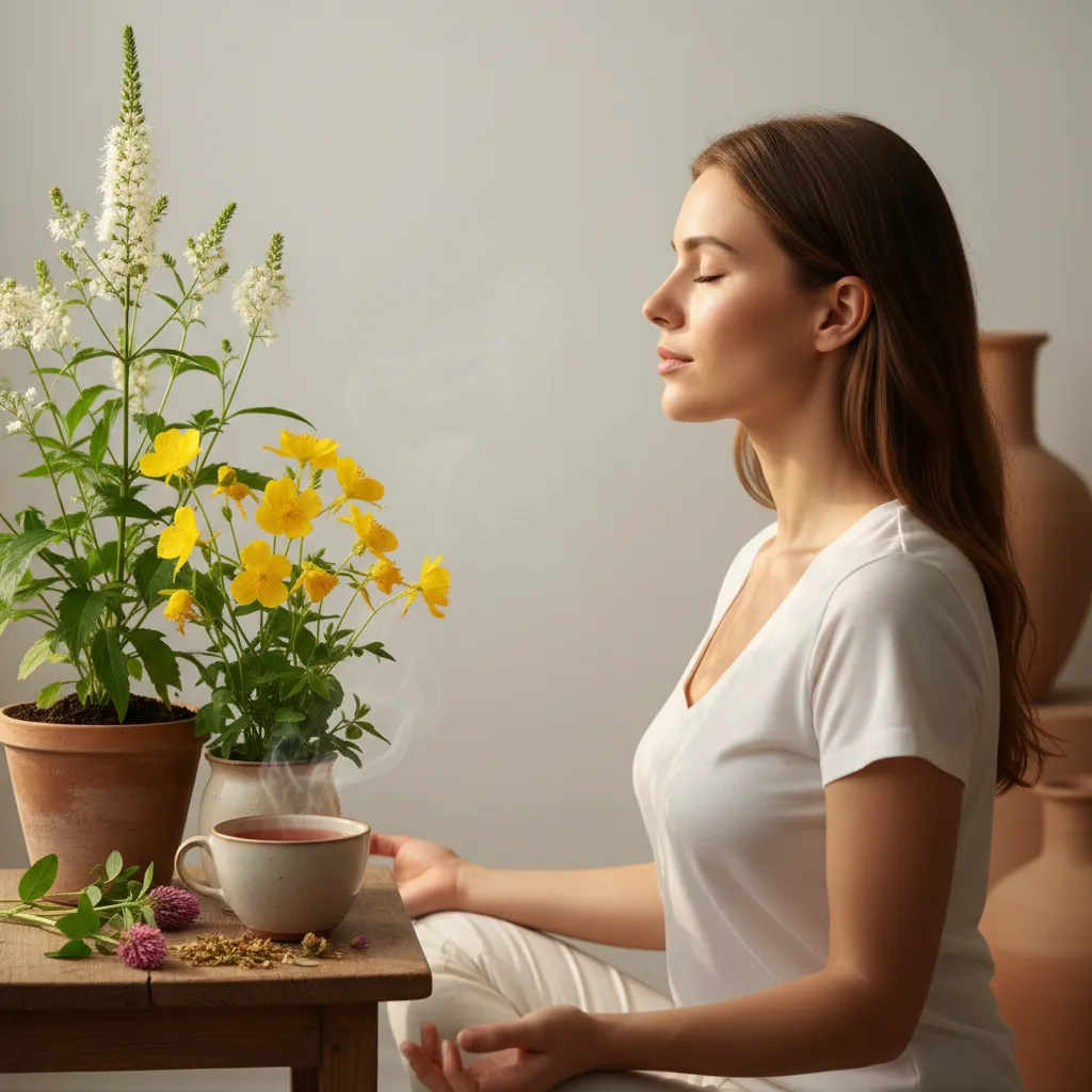 Woman managing perimenopause symptoms with natural wellness approach