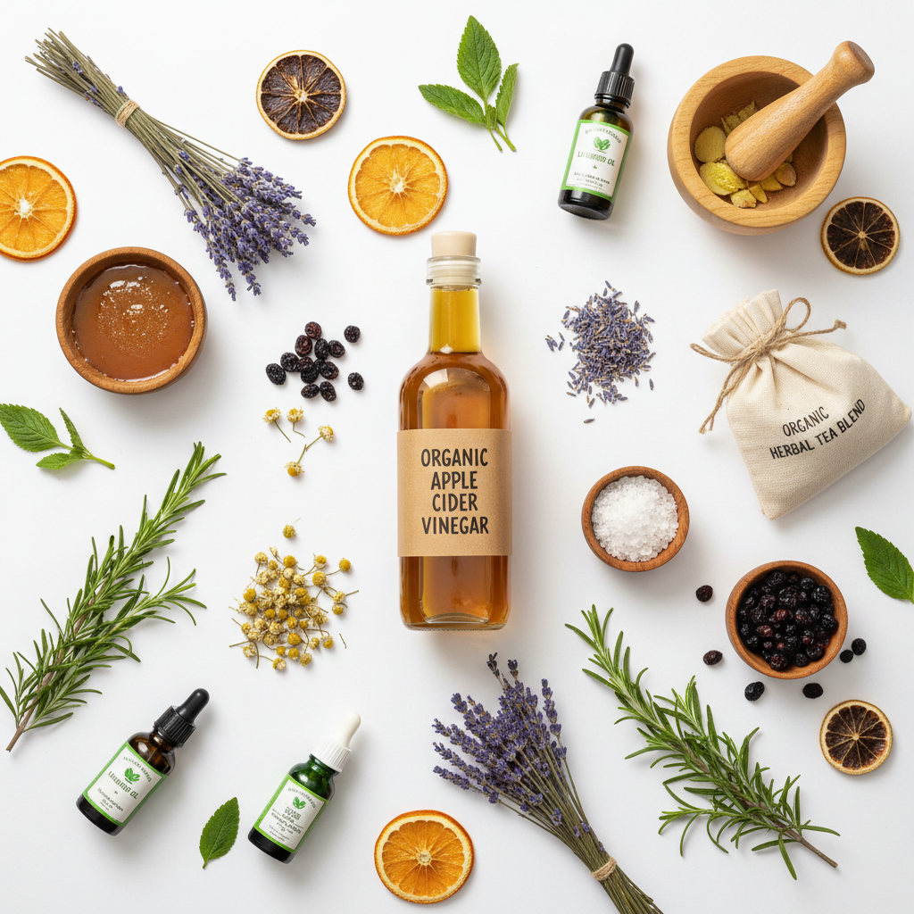 Natural herbs and apple cider vinegar